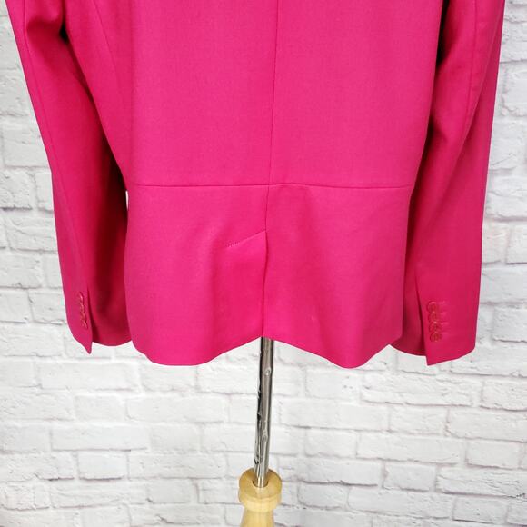 Talbots Pink Stretch Wool Blazer Jacket Black Collar Back Vent Career Size 16 - Picture 13 of 14